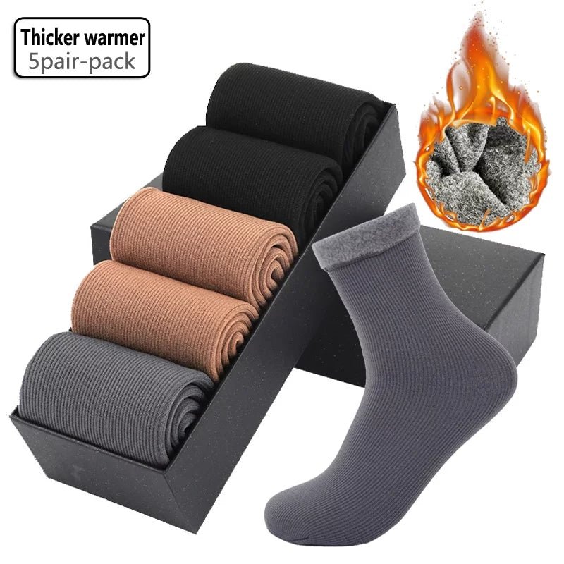 1029197078546989083_900x 5 Pair Men's Winter Warm Soft Thick Warm Fleece Thermal Socks - Image 1
