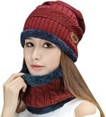 2 PC Woolen Knitted Beanie Cap Plus Neck Scarf Set for Women Girl - Image 3