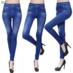Stretchable Jeans Inside Fleece Comfortable Elastic Stretch Jeans Leggings Winter Warm Free Size - Image 5