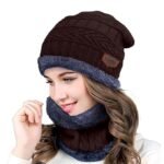 2 PC Woolen Knitted Beanie Cap Plus Neck Scarf Set for Women Girl - Image 5