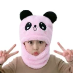 Kid Baby Windproof Panda Hats Winter Warm Scarf Snood Boy &Girl Ski Caps Plus Velvet Thicken Beanie Cap with Long Ear - Image 6