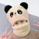 Kid Baby Windproof Panda Hats Winter Warm Scarf Snood Boy &Girl Ski Caps Plus Velvet Thicken Beanie Cap with Long Ear - Image 5