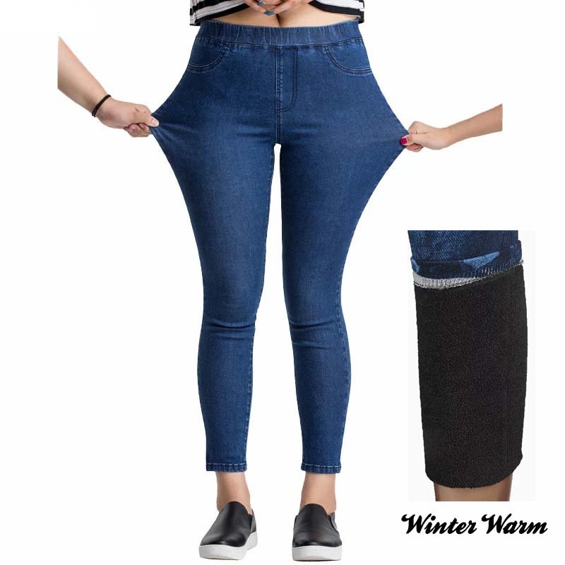 jeans_900x Stretchable Jeans Inside Fleece Comfortable Elastic Stretch Jeans Leggings Winter Warm Free Size - Image 1