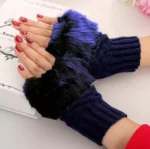 Faux Rabbit Fur Fingerless Gloves Mittens - Image 4