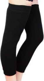 BLACK color Unisex Warm Woolen Inside Fleece Knee Warmer - Image 3