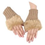Faux Rabbit Fur Fingerless Gloves Mittens - Image 7