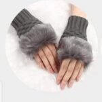 Faux Rabbit Fur Fingerless Gloves Mittens