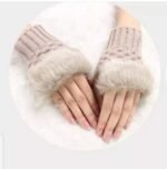 Faux Rabbit Fur Fingerless Gloves Mittens - Image 9