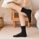 1 Pair Black Color Thermal Fleece Socks