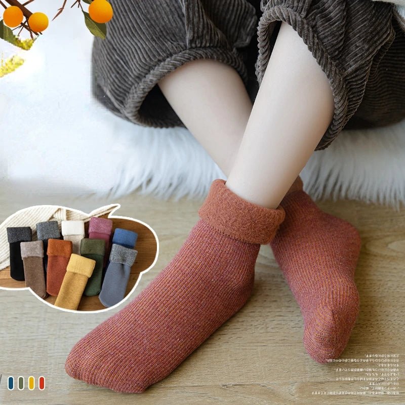 1000009443 4 Pair Kids Winter Thermal Cashmere Wool Socks - Image 1