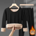 Women Lamb Wool Thermal Inside Thick Lamb Wool Trouser Shirt