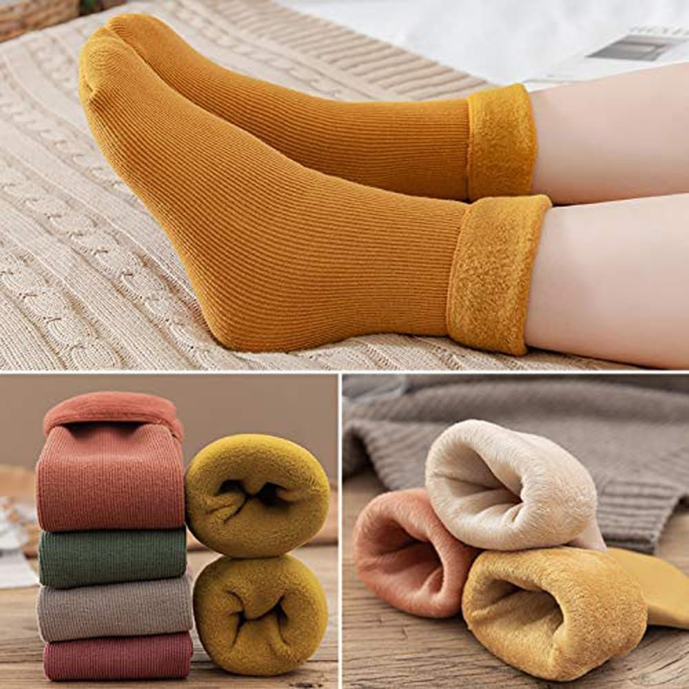 612Y9TFjaEL._AC_UY1000_ 4 Pair Kids Winter Thermal Wool Socks Unisex Free Size - Image 1