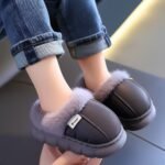 Kids Winter Fur Leather Slippers | Waterproof Warm Indoor Outdoor Shoes - Image 9