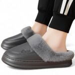 Men Winter Warm Fur Leather Slippers - Image 7