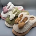 Cute Bunny Bow Fur Slippers - Image 4