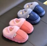 Kids Winter Fur Leather Slippers | Waterproof Warm Indoor Outdoor Shoes - Image 10