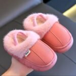 Kids Winter Fur Leather Slippers | Waterproof Warm Indoor Outdoor Shoes - Image 2