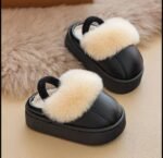 Kids Winter Fur Leather Slippers | Waterproof Warm Indoor Outdoor Shoes - Image 5