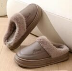 Men Winter Warm Fur Leather Slippers - Image 3