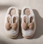 Cute Bunny Bow Fur Slippers - Image 2