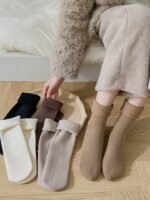 1 Pair Skin/Biege Color New Fashion Winter Warm Warm Coral Thermal Fleece Fluffy Socks Premium Quality - Image 5