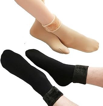 51B4bT77wL._AC_UY350_.jpg 2 Pair Unisex Winter Thick Warm Fleece Lined Thermal Stretchy Elastic Velvet Socks for Kids/Men/Women - Image 1