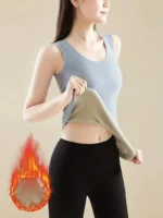 LAMB WOOL Imported Stretchable Thermal Lamb Wool Fleece Lined Camisole Vest - Image 2