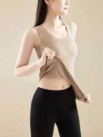 VELOURSOFT FLEECE Sleeveless Winter Thermal Vest – Premium Quality Beige Color