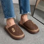 MAX Men Winter Quilted Fur Slippers