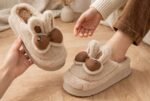 Women Plush Bunny Bow Fur Slippers - Image 6