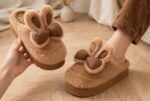 Women Plush Bunny Bow Fur Slippers - Image 8