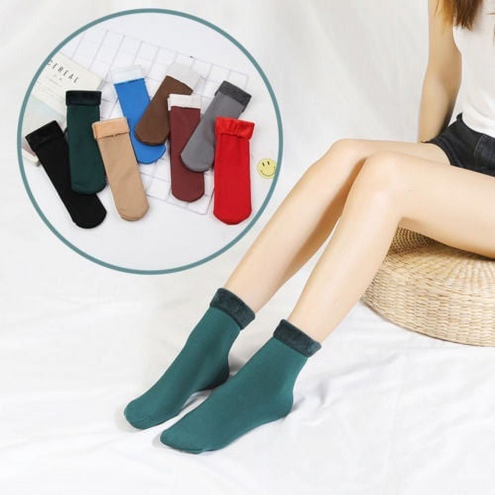Hot-Womens-Solid-Winter-Thick-Warm-Fleece-Lined-Thermal-Stretchy-Socks-Elastic_cfcb7ca7-bb56-4ff4-b102-b9b6998572ae.095d3b3bbd9f272bb3b5ab120ce95e42.jpeg 5 Pair Unisex Winter Thick Warm Fleece Lined Thermal Stretchy Elastic Velvet Socks for Kids/Men/Women - Image 1