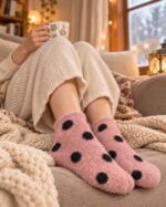 1 Pair Mink Velvet Polyamide Warm Polka Socks - Image 7