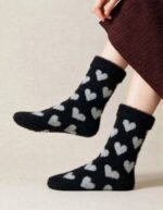 1 Pair Mink Velvet Polyamide Fluffy HEART Socks - Image 5