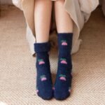 1 Pair Mink Velvet Polyamide Warm Flower Socks - Image 3