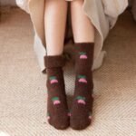 1 Pair Mink Velvet Polyamide Warm Flower Socks - Image 5