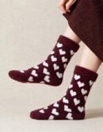 1 Pair Mink Velvet Polyamide Fluffy HEART Socks - Image 4