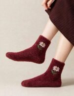 1 Pair Mink Velvet Polyamide Fluffy Daisy Socks - Image 7