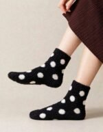 1 Pair Mink Velvet Polyamide Warm Polka Socks - Image 4
