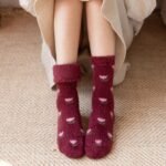 1 Pair Mink Velvet Polyamide Warm Flower Socks - Image 2