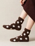 1 Pair Mink Velvet Polyamide Warm Polka Socks - Image 3