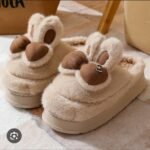 Women Plush Bunny Bow Fur Slippers - Image 2