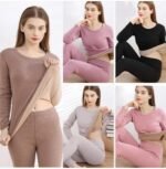 VELVET FLEECED Thermal Inside Thick Double Layer Velvet Fleece Trouser Shirt - Image 2