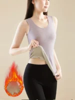 LAMB WOOL Imported Stretchable Thermal Lamb Wool Fleece Lined Camisole Vest - Image 4