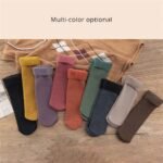 1 Pair Beige Color Coral Thermal Fleece Socks - Image 5